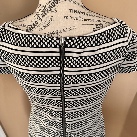 Bisou Bisou Michele Bohbot Dress Womens 14 Black White Never Worn Slimming - Picture 6 of 13